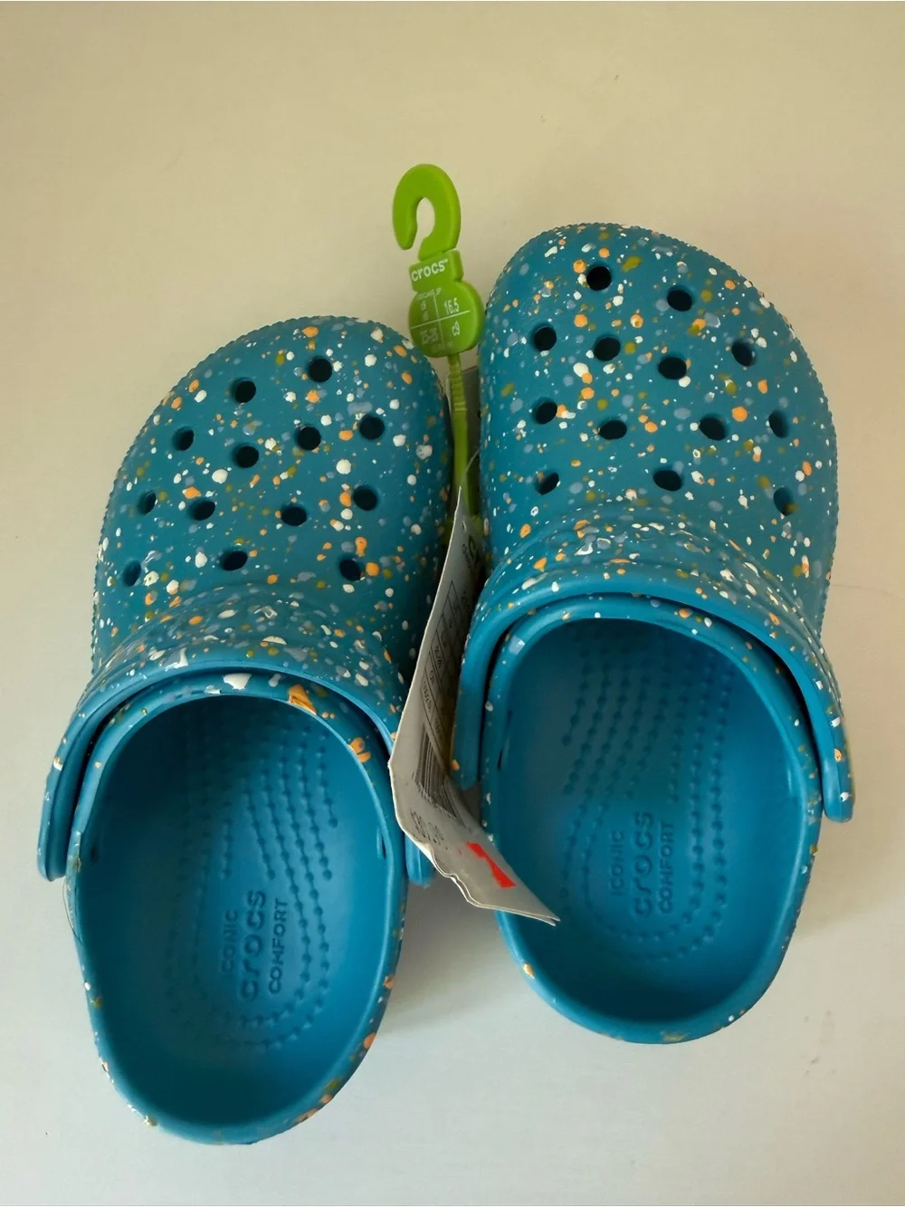 NWT CROCS Kids' Teal Speckled Classic Clog